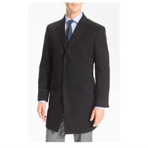 John Varvatos Flatbrush 100% Cashmere Button Blazer Sport Coat Jacket Black 46R